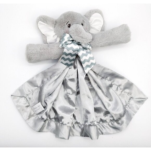 Gray Elephant Lovey Security Blanket by Bearington Baby 15" Satin - Picture 1 of 5